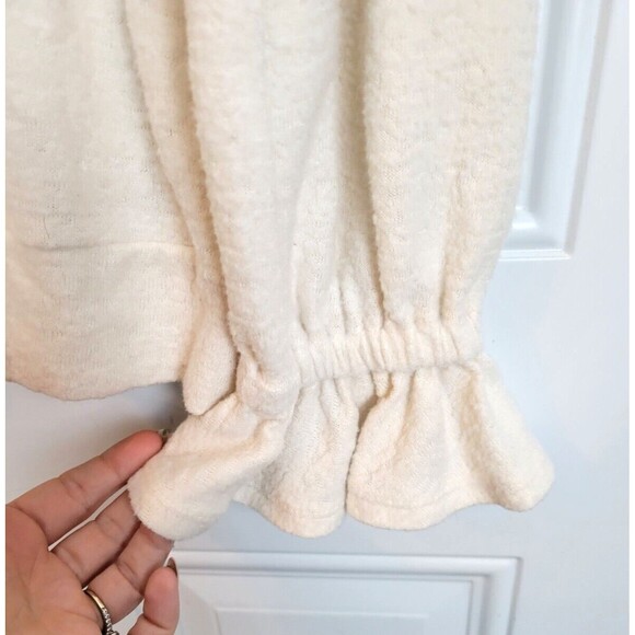 Anthropologie Eri and Ali Sweater Size M Pullover Ruffle Sleeve Ivory - Picture 4 of 6
